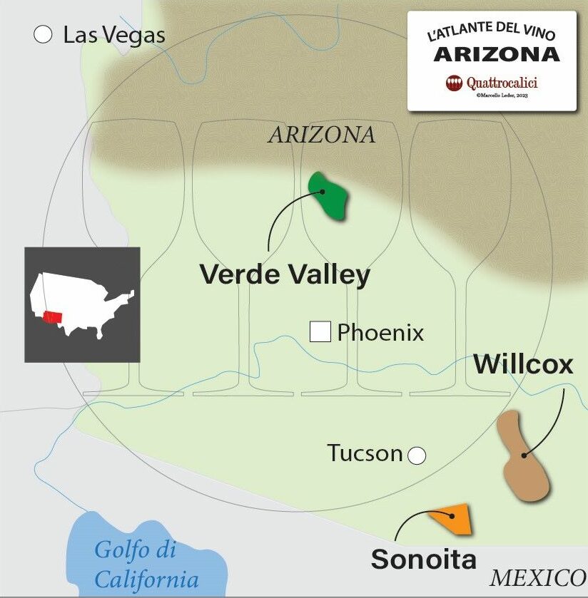 La cartina del vino in Arizona
