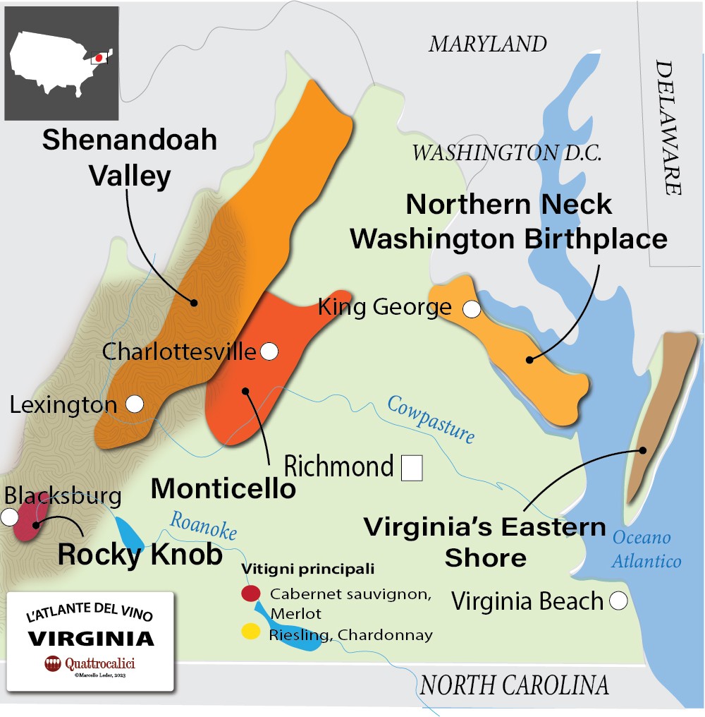 Le zone vinicole della Virginia (USA)