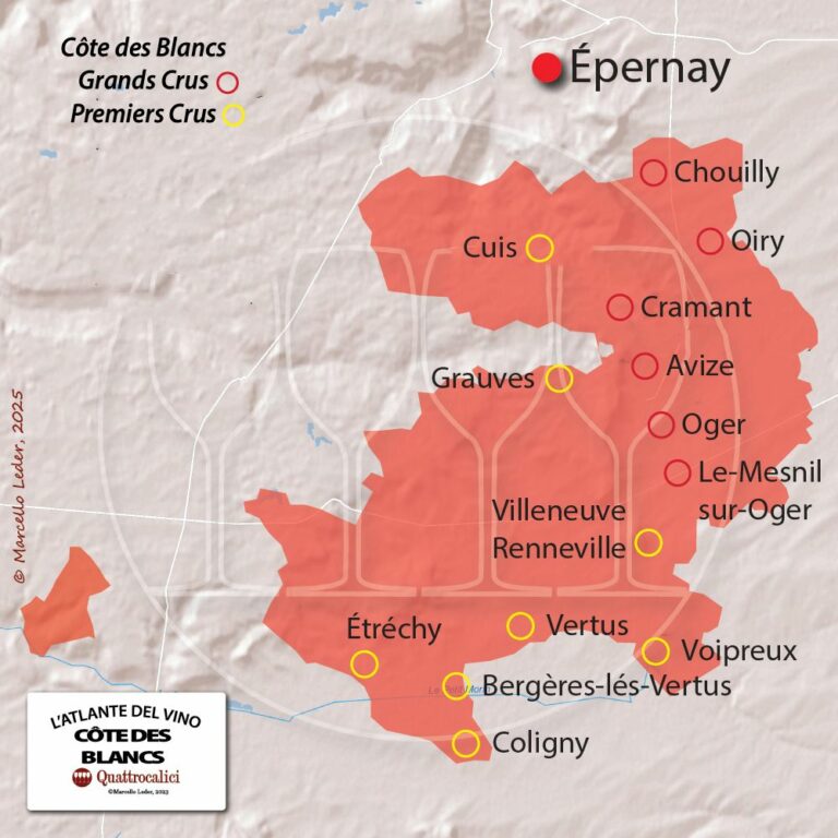 Champagne Cote des blancs cartina