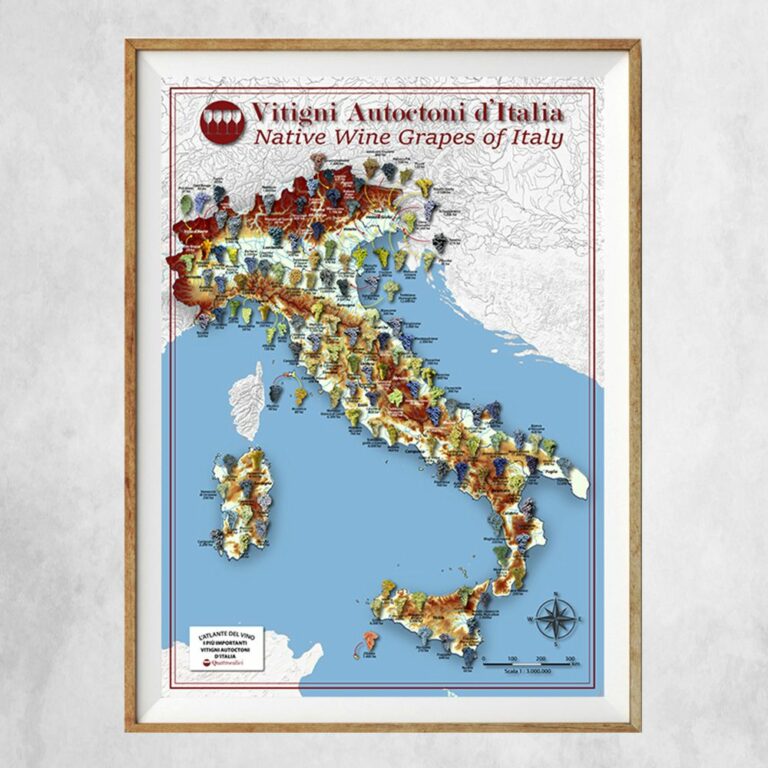Il Poster Quattrocalici con la cartina dei Vitigni Autoctoni d'Italia