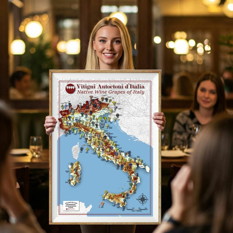 Il Poster Quattrocalici con la cartina dei Vitigni Autoctoni d'Italia