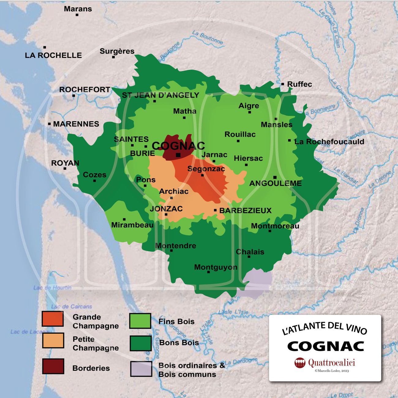 Cognac cartina delle zone e sottozone