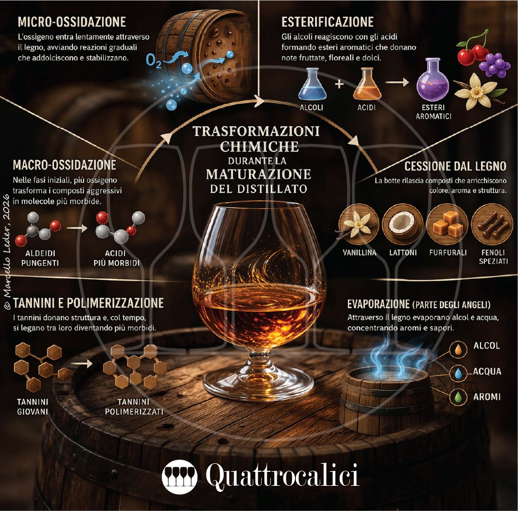 Le trasformazioni chimiche dei distillati durante la maturazione