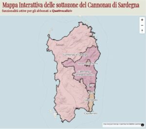 Mappa interattiva della DOC Cannonau di Sardegna