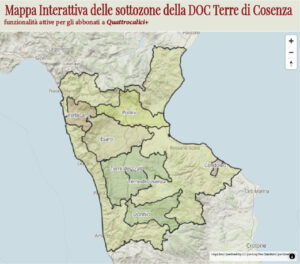 Mappa interattiva delle sottozone della DOC Terre di Cosenza