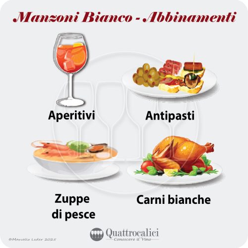 Gli Abbinamenti al cibo del vino Manzoni bianco