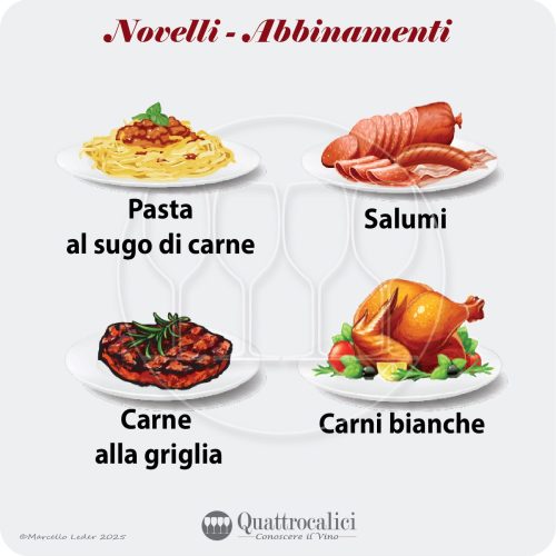 L'abbinamento al cibo dei vini Novelli