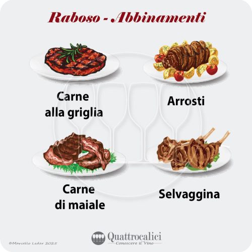 Gli abbinamenti al cibo dei vini Raboso